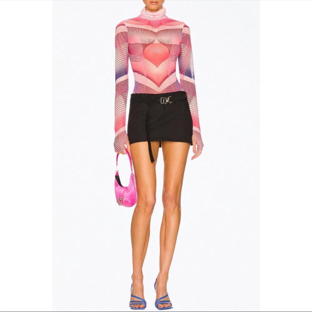 NWT AFRM power mesh turtleneck top in modern geo Size L